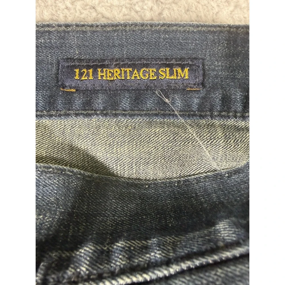 Lucky Brand Heritage Slim Dark Wash Denim Blue Jeans Mens 34 x 30 Stretch